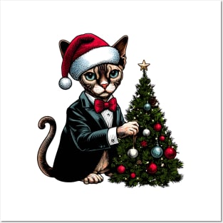 Devon Rex Cat Christmas Posters and Art